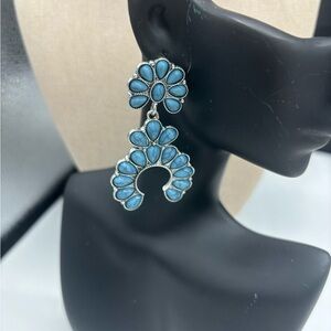Elegant Blue and Silver Floral Earrings